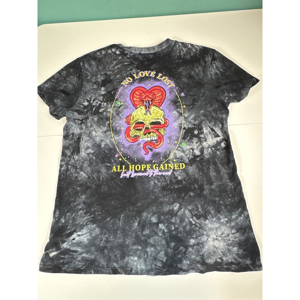 Y2K Acid‎ Wash Snake Heart Graphic Tee Mens Medium Skate Grunge Goth
